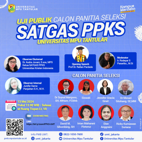 Uji Publik Satuan Tugas Pencegahan dan Penanganan Kekerasan Seksual UNIVERSITAS MPU TANTULAR
